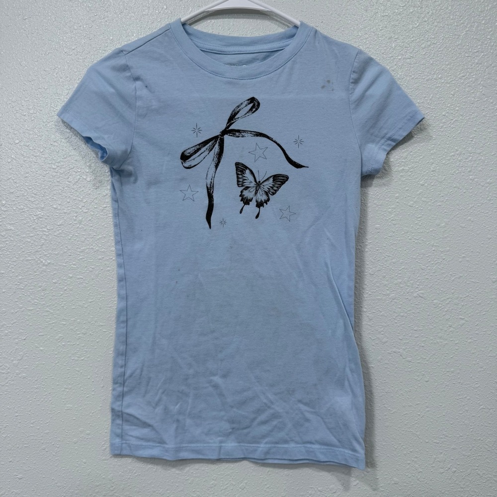 Aeropostale Classic Crew Blue Butterflyâ Bow Star Graphic T-Shirt XS Slim Fit